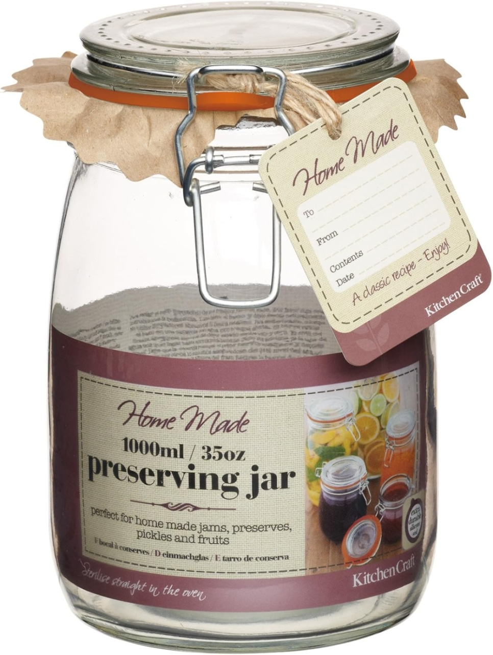Bocal en verre avec couvercle à levier, 1 L - Kitchen Craft dans le groupe Cuisine / Ustensiles de cuisine / Bouteilles et bocaux l\'adresse The Kitchen Lab (1100-11363)