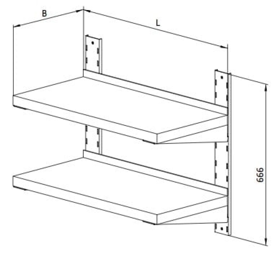 Étagère murale en inox, double