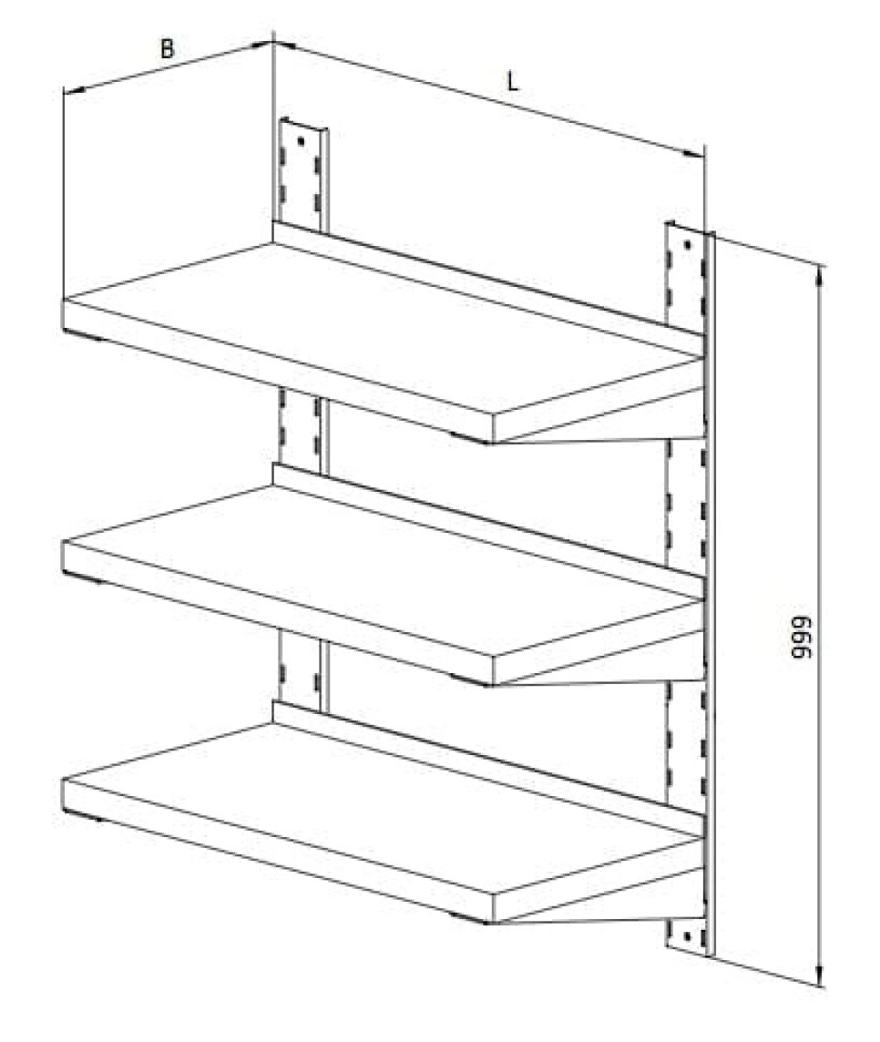 Étagère murale en inox, triple
