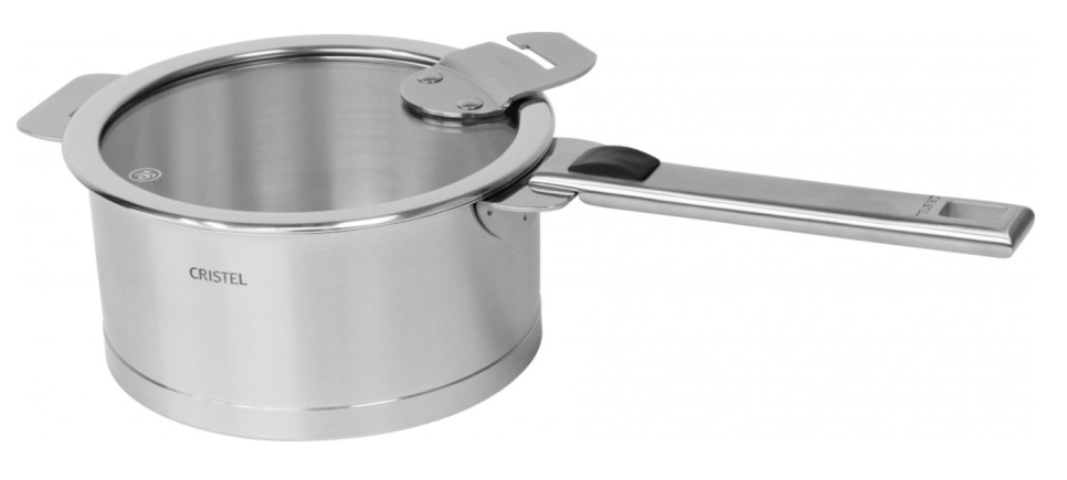 Faitout en inox avec couvercle en verre, anse amovible, Strate - Cristel dans le groupe Cuisine / Casseroles et poêles / Poêles l\'adresse The Kitchen Lab (1155-17745)