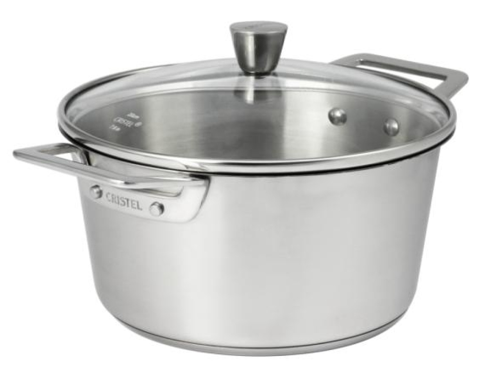 Faitout inox brossé avec couvercle en verre, 1826 - Cristel dans le groupe Cuisine / Casseroles et poêles / Casseroles l\'adresse The Kitchen Lab (1155-28695)