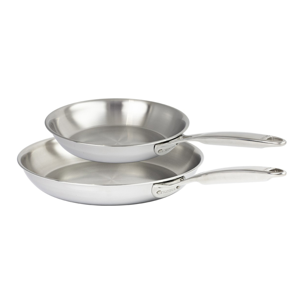 Lot de 2 poêles inox 24 et 28 cm castel pro 5 ply poignée fixe - cristel dans le groupe Cuisine / Poêle à frire / Poêles à frire l\'adresse The Kitchen Lab (1155-35921)