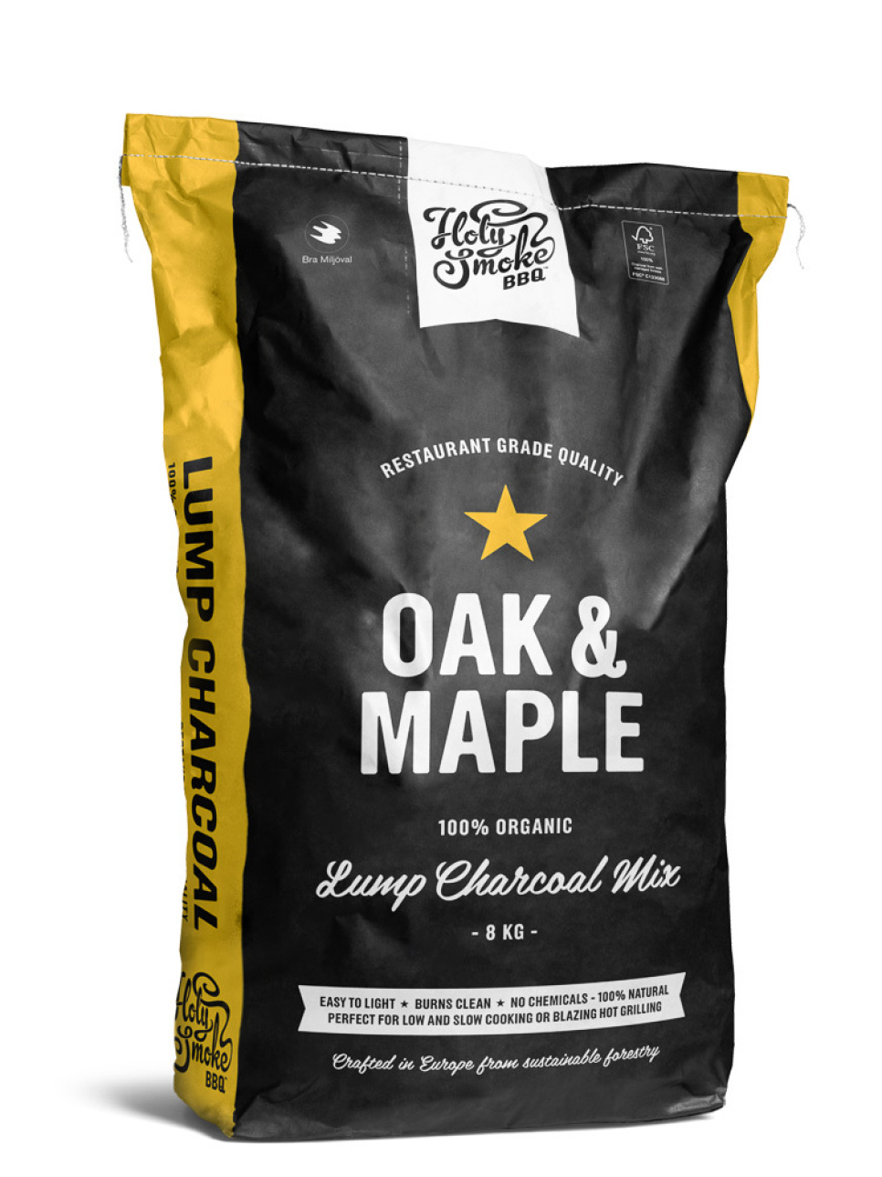 Premium Charcoal, OAK/MAPLE, 8 kg - Holy Smoke BBQ dans le groupe Barbecues, plaques de cuisson et Fours / Barbecue à charbon et à briquettes / charbon de bois l\'adresse The Kitchen Lab (1282-28917)