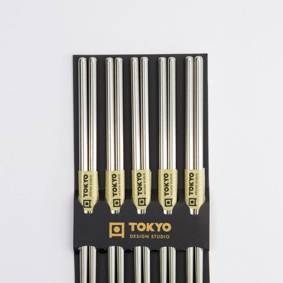 Baguettes, paquet de 5 - Tokyo Design Studio - Acier inoxydable