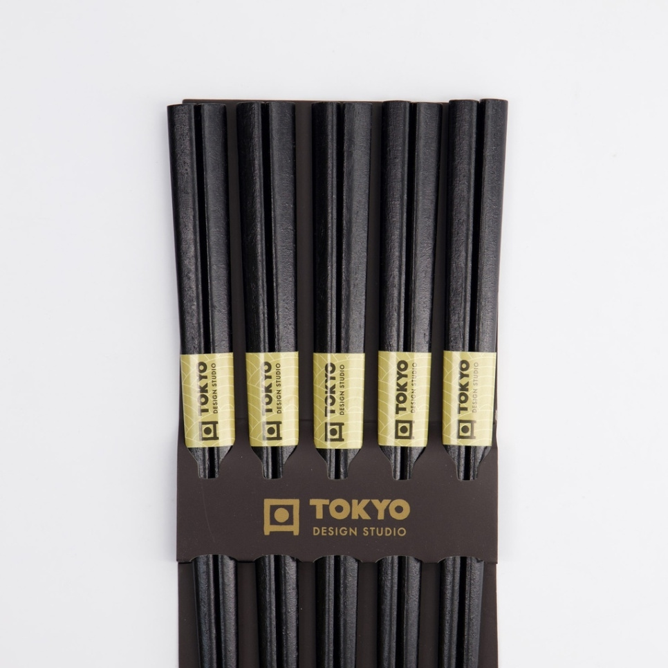 Baguettes, paquet de 5 - Tokyo Design Studio - Bois noir