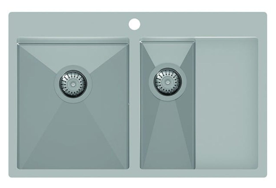 Evier double inox 780 x 500 mm avec étagère à droite dans le groupe Décoration de la cuisine / Éviers l\'adresse The Kitchen Lab (1416-12561)
