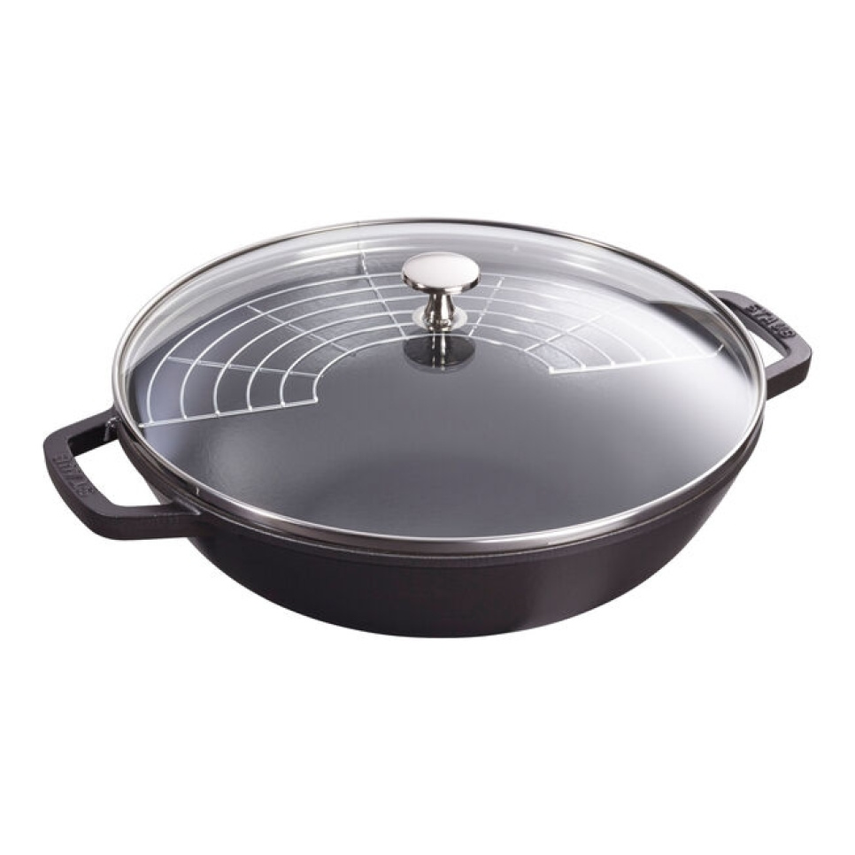 Wok avec couvercle en verre, Noir - Staub dans le groupe Cuisine / Poêle à frire / Wok l\'adresse The Kitchen Lab (1418-17598)