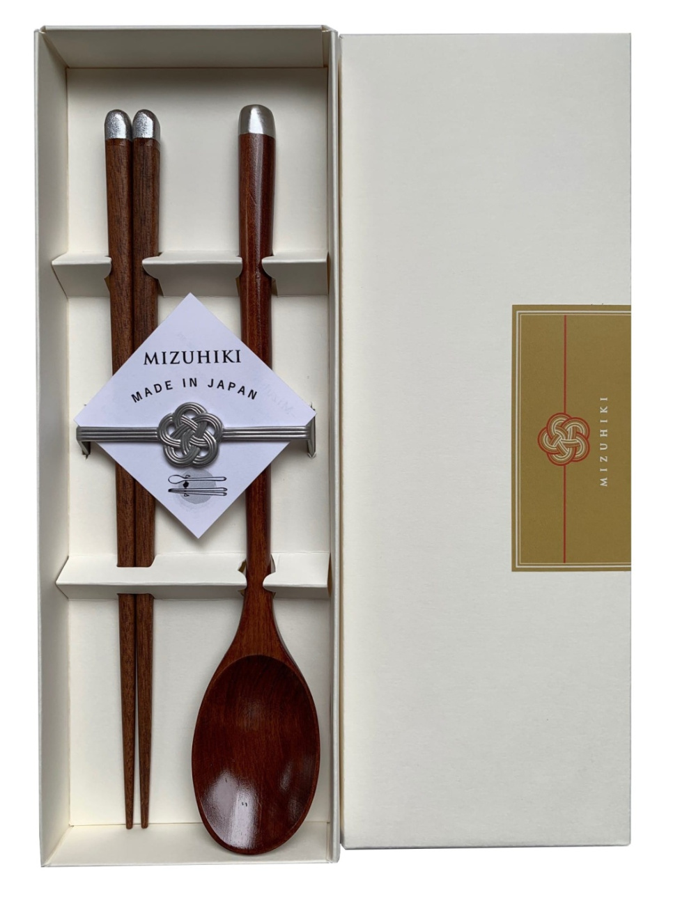Coffret cadeau Mizuhiki avec baguettes, cuillère et support Argent - Kawai dans le groupe Cuisine / Ustensiles de cuisine / Cuisine asiatique l\'adresse The Kitchen Lab (1422-23140)