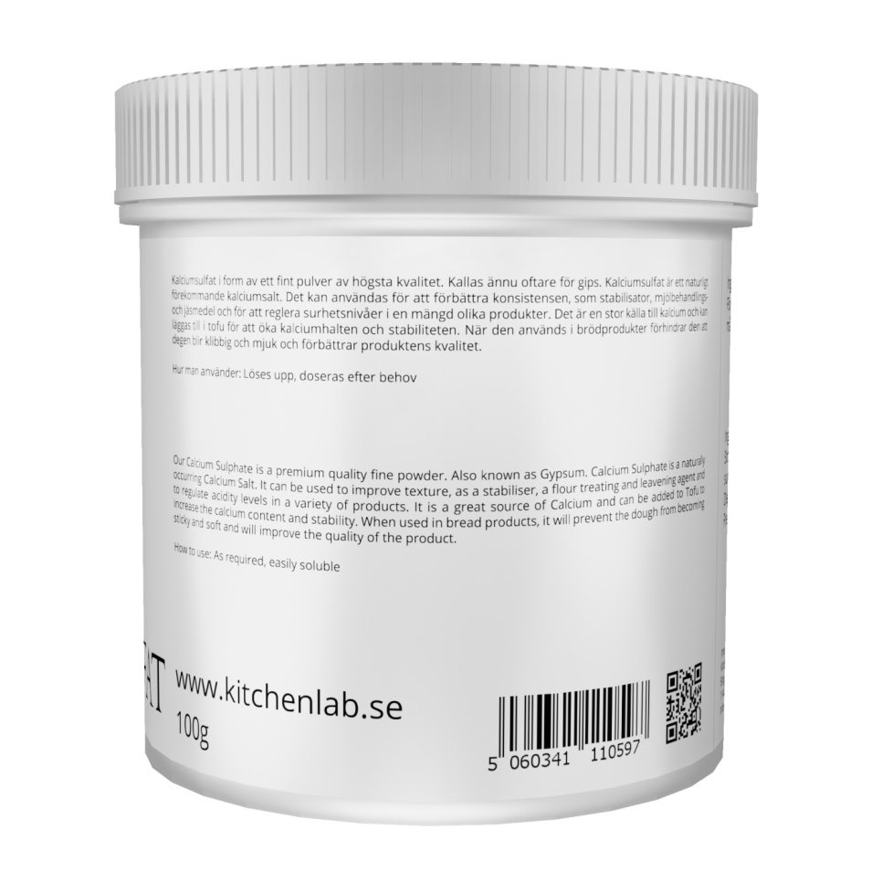 Sulfate de calcium (E516), 100g - The Kitchen Lab