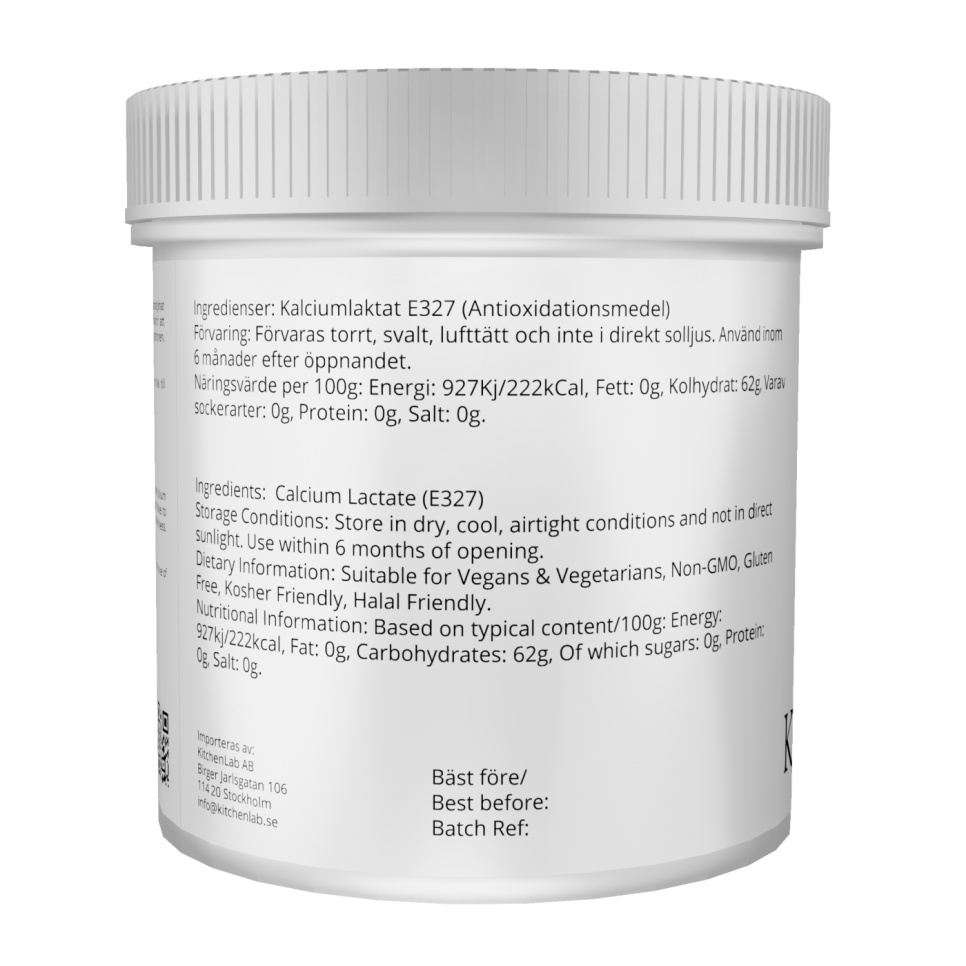 Lactate de calcium (E327) - The Kitchen Lab