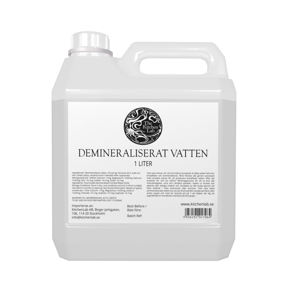 Eau déminéralisée - The Kitchen Lab - 1 L dans le groupe Cuisine / Cuisine moléculaire / Ingrédients pour la cuisine moléculaire l\'adresse The Kitchen Lab (1429-27708)
