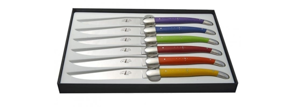 Set de 6 couteaux de table faits main, manches en micarta - Forge de Laguiole dans le groupe Arts de la table / Couverts / Couteaux l\'adresse The Kitchen Lab (1446-15869)