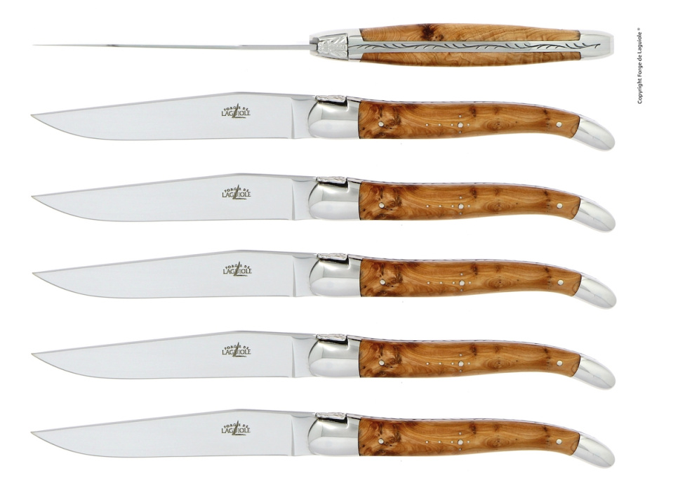 Six couteaux, En manche, polis, Tradition - Forge de Laguiole dans le groupe Arts de la table / Couverts / Couteaux l\'adresse The Kitchen Lab (1446-15870)