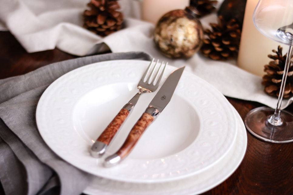 Six fourchettes, manche Tuja, poli, Tradition - Forge de Laguiole