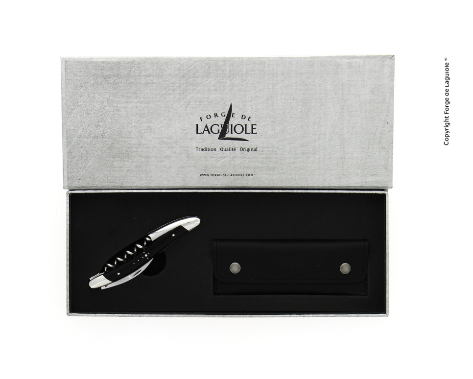 Couteau de sommelier en corne sombre, poli, Tradition - Forge de Laguiole