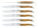 Six couteaux, manche en bois d\'olivier, poli, Tradition - Forge de Laguiole