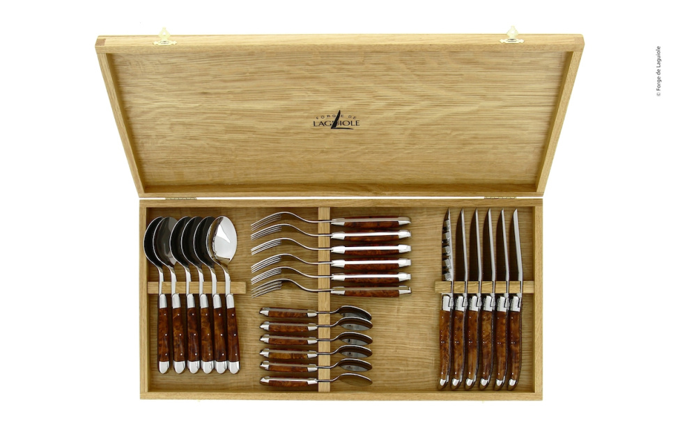 Ensemble de couverts 03, manches Tuja, polis, Tradition - Forge de Laguiole