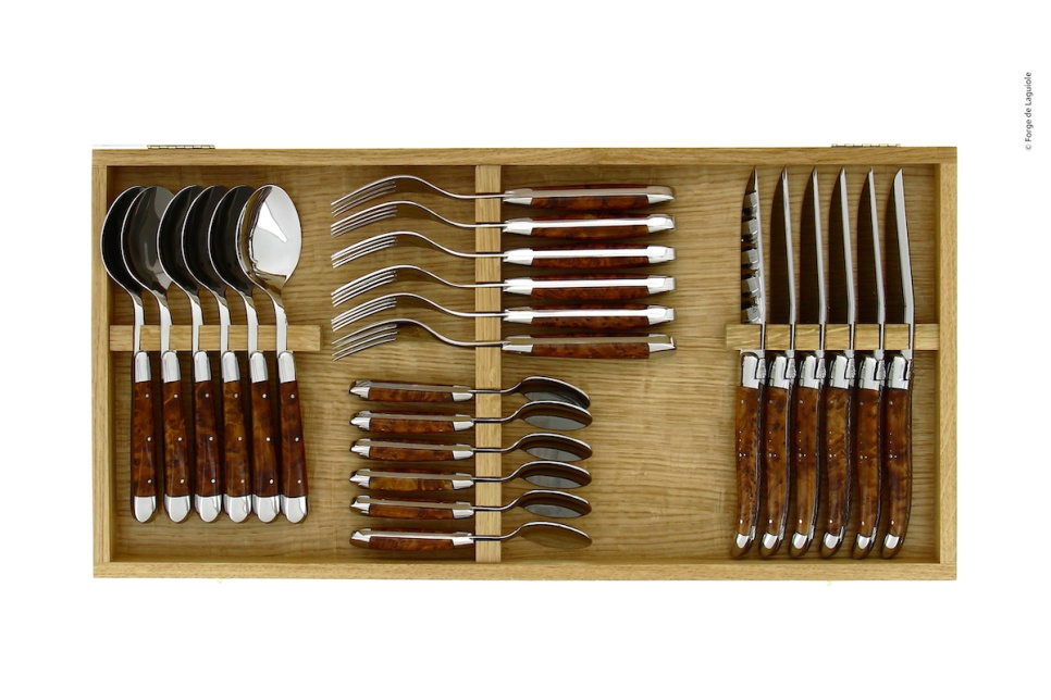 Ensemble de couverts 03, manches Tuja, polis, Tradition - Forge de Laguiole