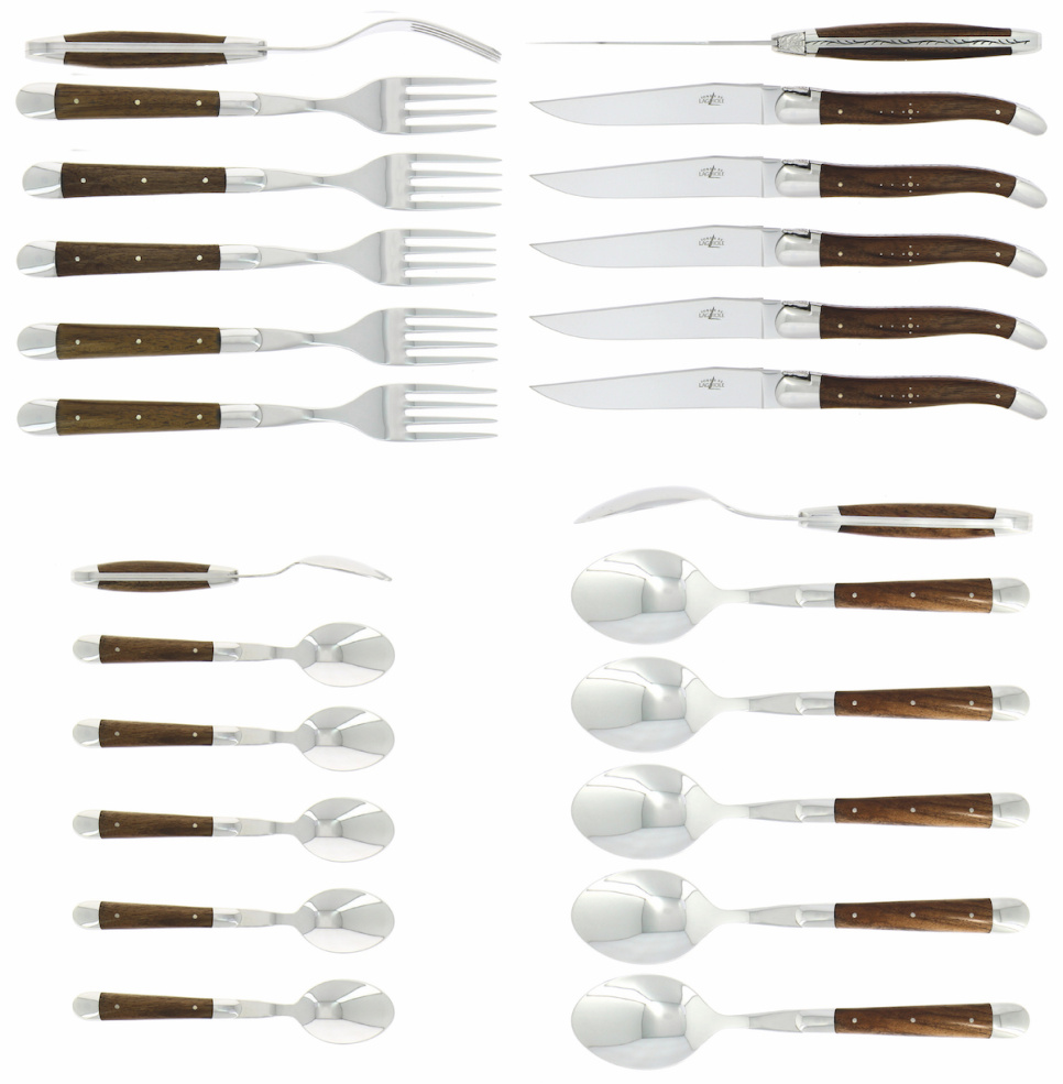 Ensemble de couverts 03, manches en noyer, polis, Tradition - Forge de Laguiole dans le groupe Arts de la table / Couverts / Couverts l\'adresse The Kitchen Lab (1446-32859)
