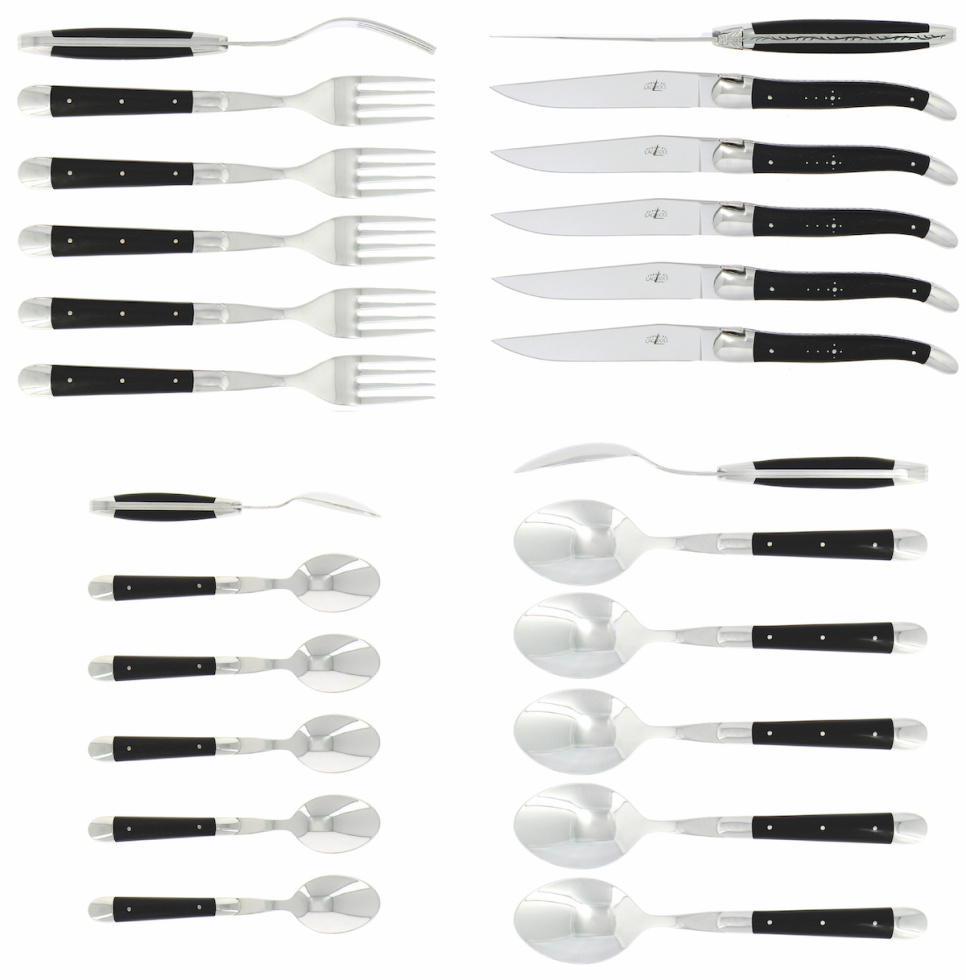 Service de couverts 05, manches ébène, polis, Tradition - Forge de Laguiole dans le groupe Arts de la table / Couverts / Couverts l\'adresse The Kitchen Lab (1446-32862)
