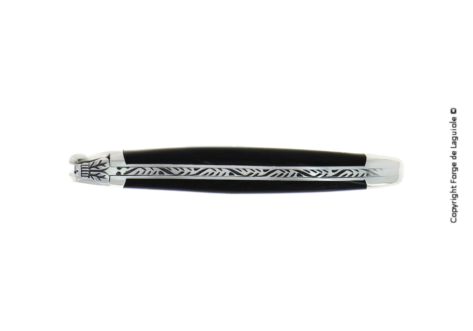 Couteau pliant, 12 cm, manche en corne noire, poli, Tradition - Forge de Laguiole