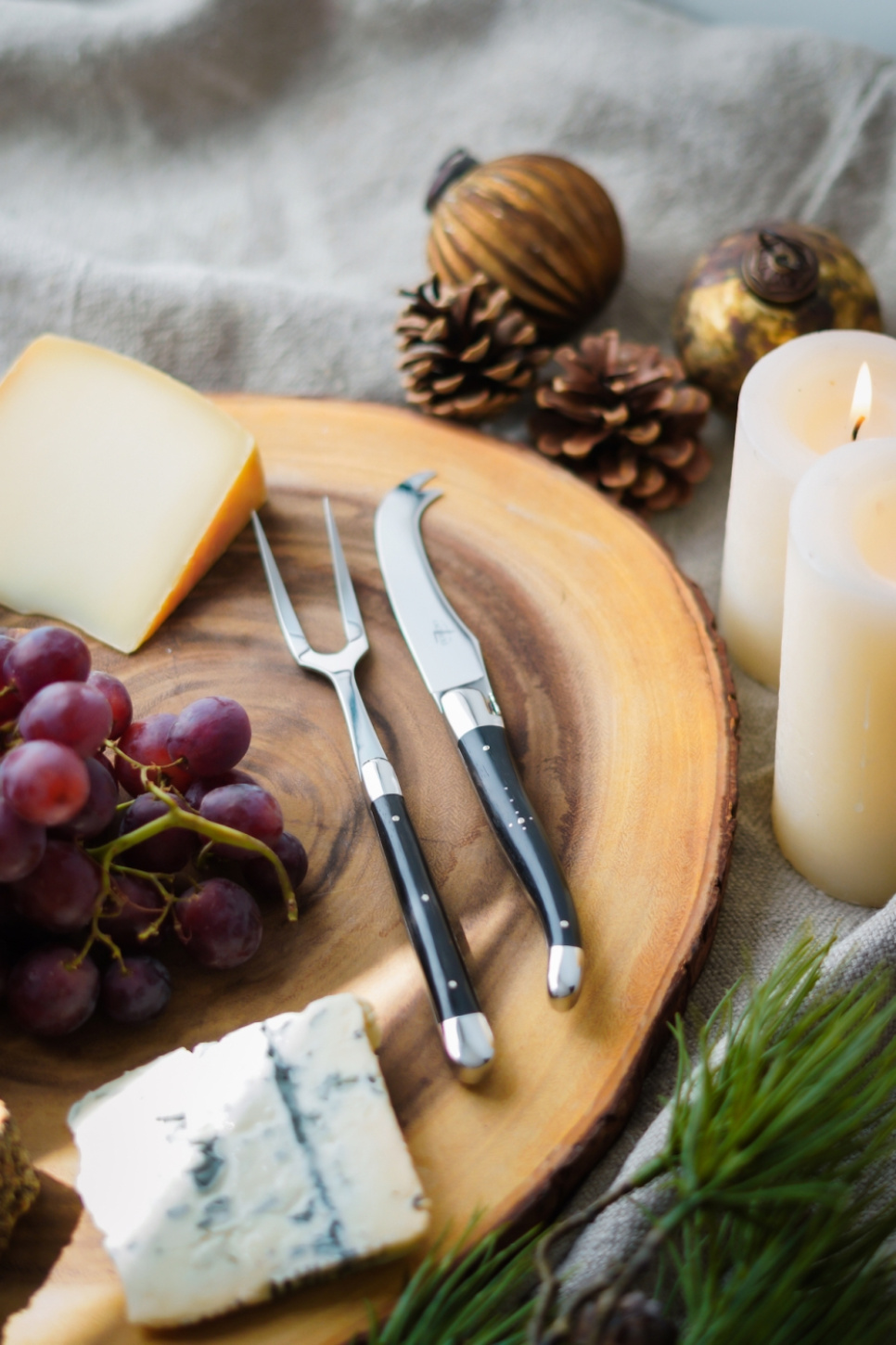 Service à fromage, manches en ébène, brillant, Tradition - Forge de Laguiole