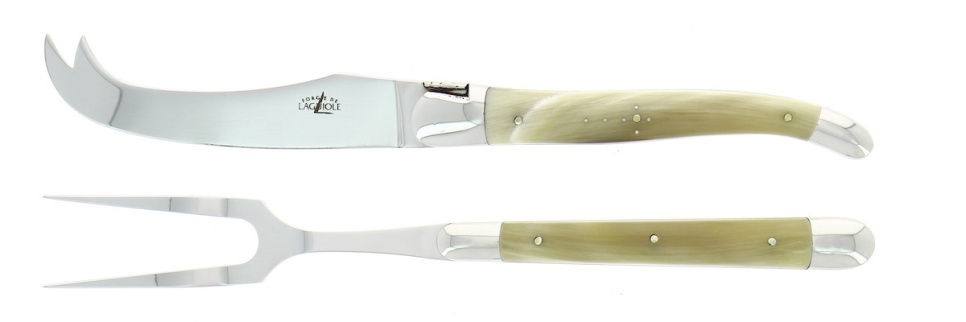 Service à fromage, manche en corne brillante, poli, Tradition - Forge de Laguiole dans le groupe Cuisine / Couteaux de cuisine / Couteaux à fromage l\'adresse The Kitchen Lab (1446-32880)