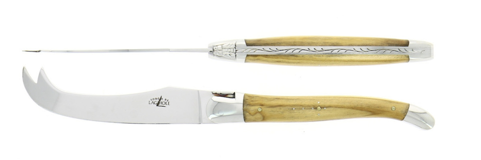 Service à fromage, manches en bois d\'olivier, brillant, Tradition - Forge de Laguiole