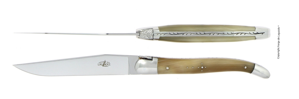 Deux couteaux, manche en Corne Brillante, poli, Tradition - Forge de Laguiole dans le groupe Arts de la table / Couverts / Couteaux l\'adresse The Kitchen Lab (1446-32893)