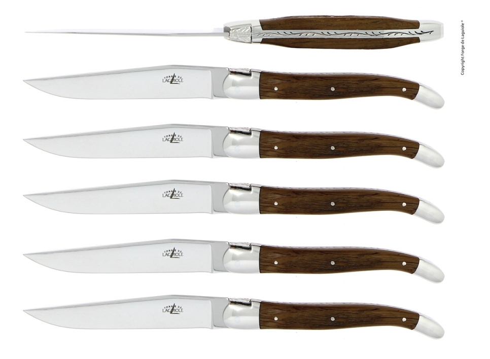 Six couteaux, manche en écorce de chêne pétrifié, poli, Tradition - Forge de Laguiole dans le groupe Arts de la table / Couverts / Couteaux l\'adresse The Kitchen Lab (1446-32909)
