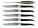Six couteaux, manches en corne noire, damasquinés, Collection - Forge de Laguiole