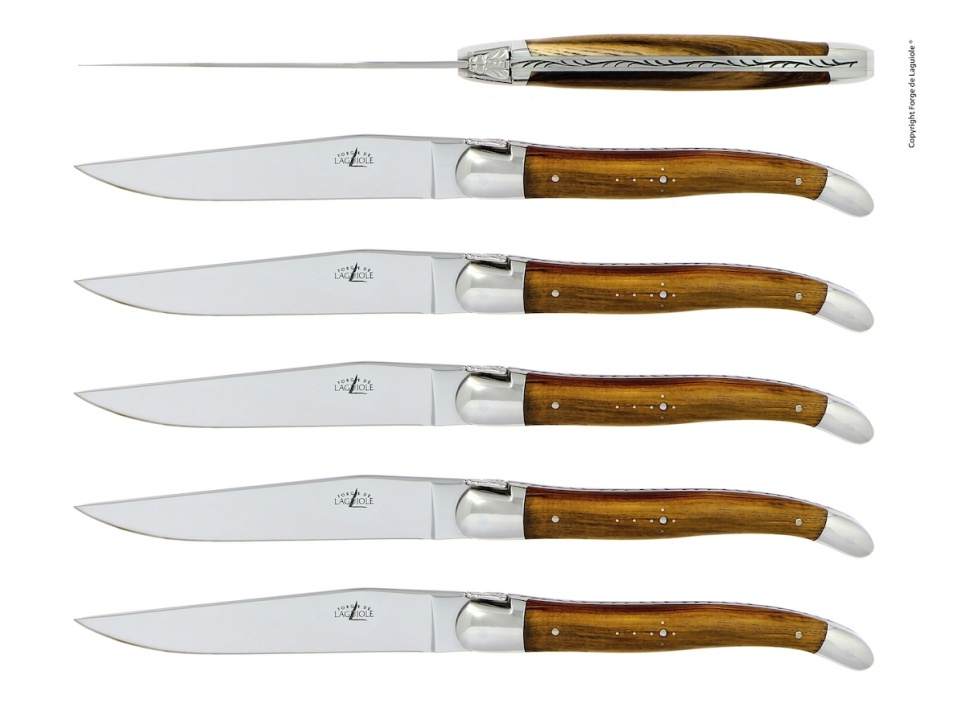 Six couteaux, manche Pistage, poli, Tradition - Forge de Laguiole dans le groupe Arts de la table / Couverts / Couteaux l\'adresse The Kitchen Lab (1446-32916)