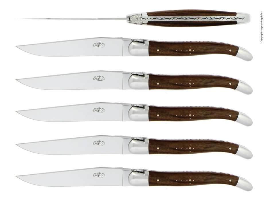 Six couteaux, manche en noyer, poli, Tradition - Forge de Laguiole dans le groupe Arts de la table / Couverts / Couteaux l\'adresse The Kitchen Lab (1446-32921)