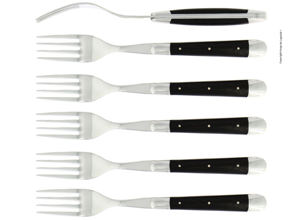 Six fourchettes, manches en ébène, polies, Tradition - Forge de Laguiole dans le groupe Arts de la table / Couverts / Fourchettes l\'adresse The Kitchen Lab (1446-32924)