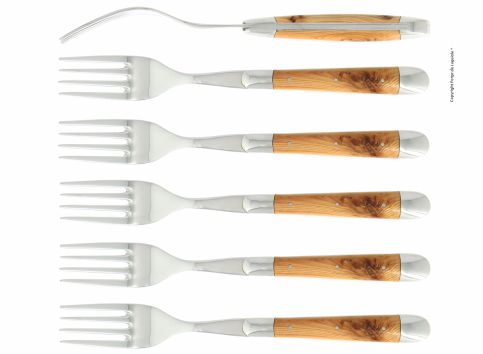 Six fourchettes, en manche, polies, Tradition - Forge de Laguiole dans le groupe Arts de la table / Couverts / Fourchettes l\'adresse The Kitchen Lab (1446-32925)