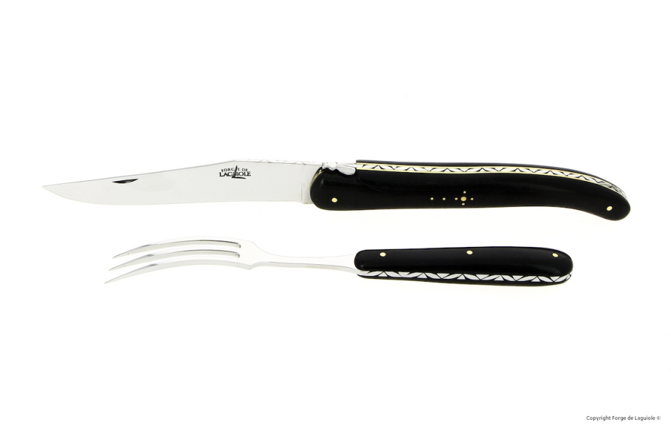 Set à sculpter 21 cm, manche en ébène, pliant, Signature - Forge de Laguiole dans le groupe Cuisine / Couteaux de cuisine / Couteaux à trancher l\'adresse The Kitchen Lab (1446-32945)