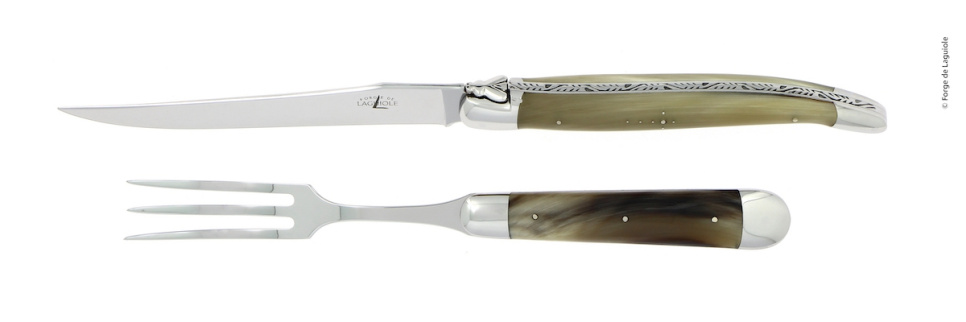 Set à sculpter 17 cm, manche en corne légère, poli, Tradition - Forge de Laguiole dans le groupe Cuisine / Couteaux de cuisine / Couteaux à trancher l\'adresse The Kitchen Lab (1446-32948)