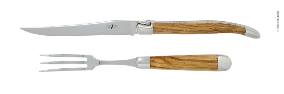 Set à sculpter 17 cm, manche en bois d\'olivier, poli, Tradition - Forge de Laguiole dans le groupe Cuisine / Couteaux de cuisine / Couteaux à trancher l\'adresse The Kitchen Lab (1446-32950)