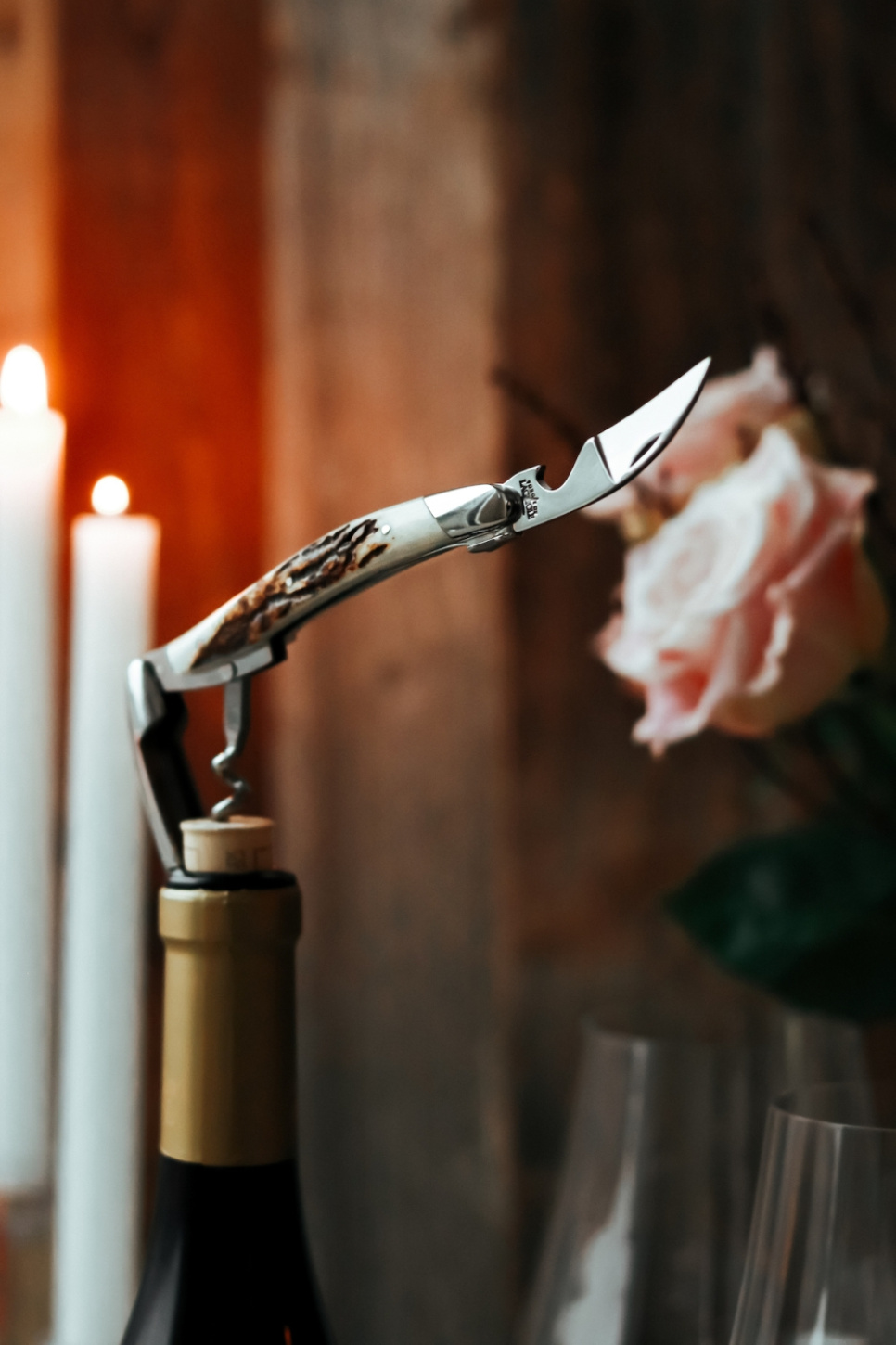 Couteau sommelier en bois de cerf, poli, Tradition - Forge de Laguiole
