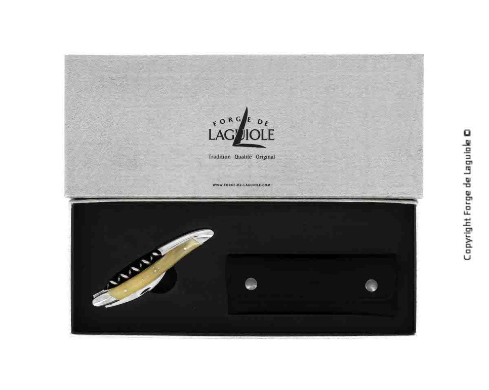 Couteau de sommelier en Corne Légère, damasquiné avec décoration, Collection - Forge de Laguiole dans le groupe Cocktails et Vin / Accessoires pour le vin / Couteaux de sommelier et ouvre-bouteilles l\'adresse The Kitchen Lab (1446-32967)