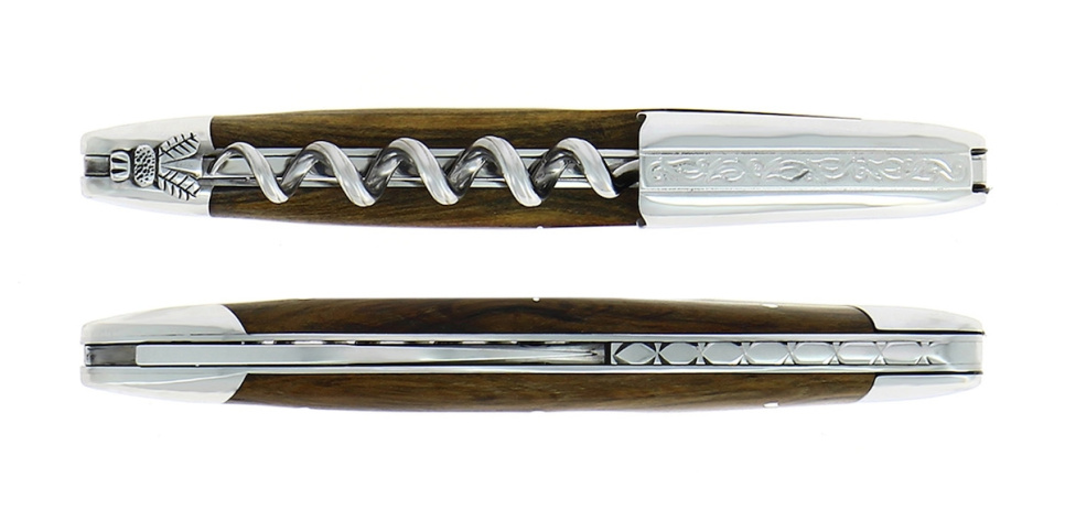 Couteau de sommelier par Pistage, damasquiné avec décoration, Collection - Forge de Laguiole