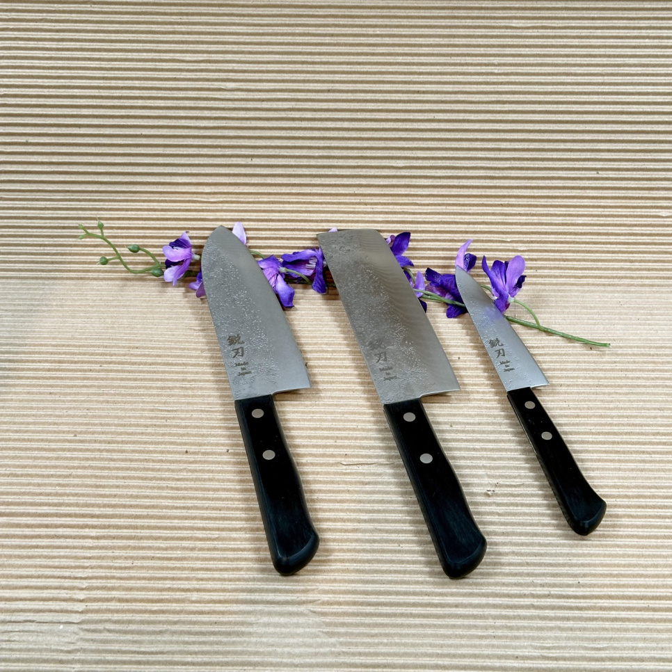 Set de couteaux, Rustic, Petty, Nakiri & Santoku - Surudoi dans le groupe Cuisine / Couteaux de cuisine / Set de couteaux l\'adresse The Kitchen Lab (1450-30798)