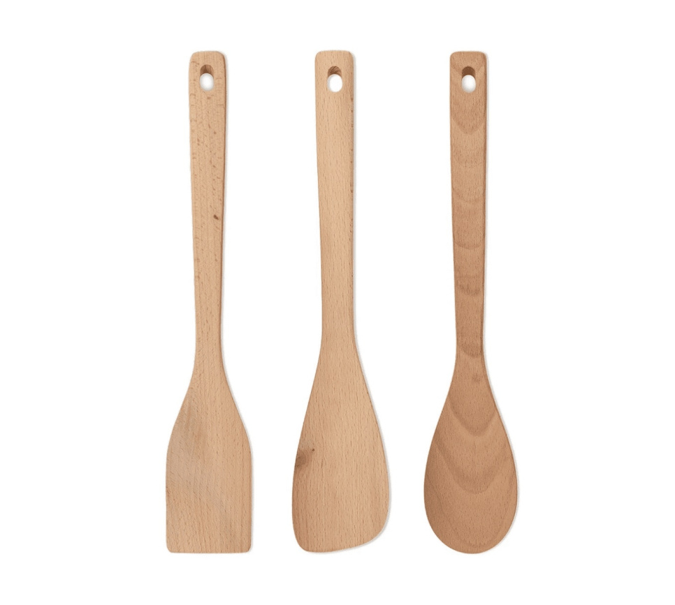 Ustensiles de cuisine en bois, lot de 3 - Alessi dans le groupe Cuisine / Ustensiles de cuisine / Spatules et grattoirs l\'adresse The Kitchen Lab (1466-12139)