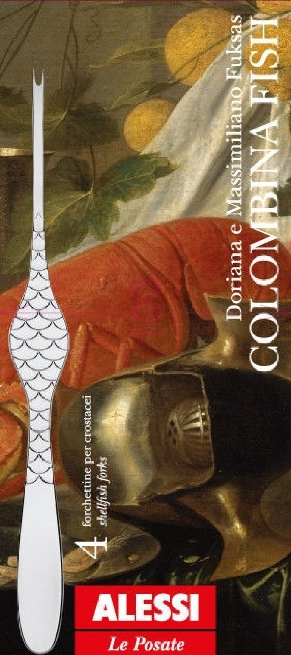 Couverts à fruits de mer, Colombina Fish, paquet de 4-Alessi
