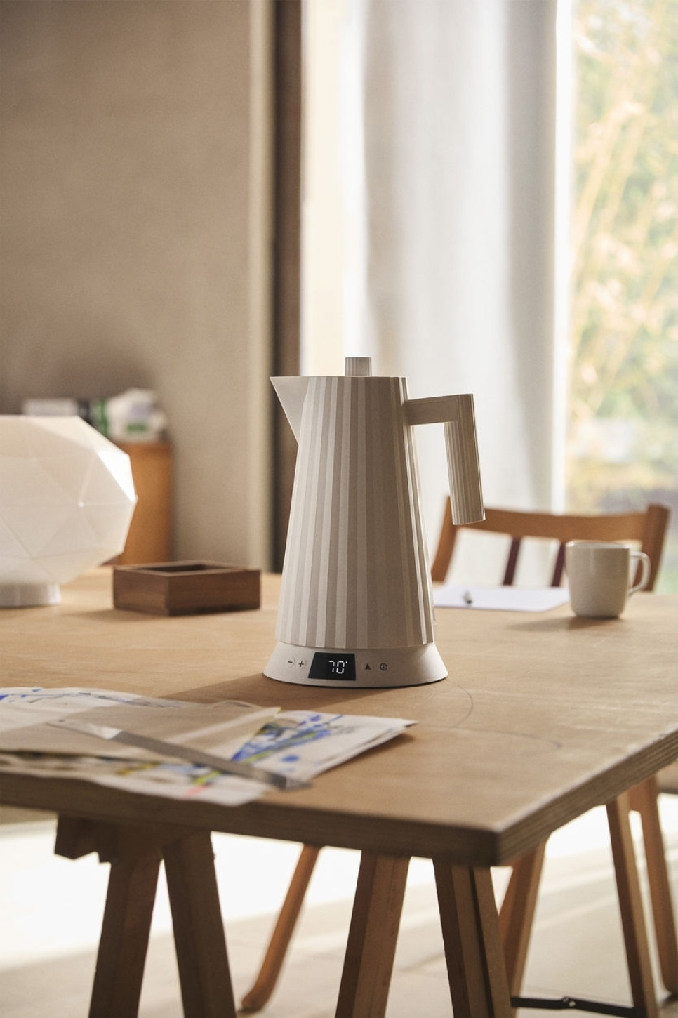 Bouilloire avec contrôle de la température, Plissé, Blanc - Alessi