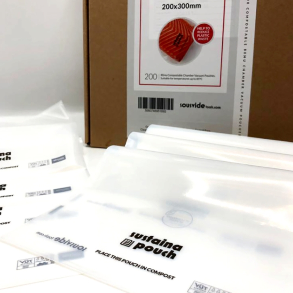 Sacs sous vide compostables pour machine à vide à chambre, 30 x 30 cm, 200 paquets - SousVideTools