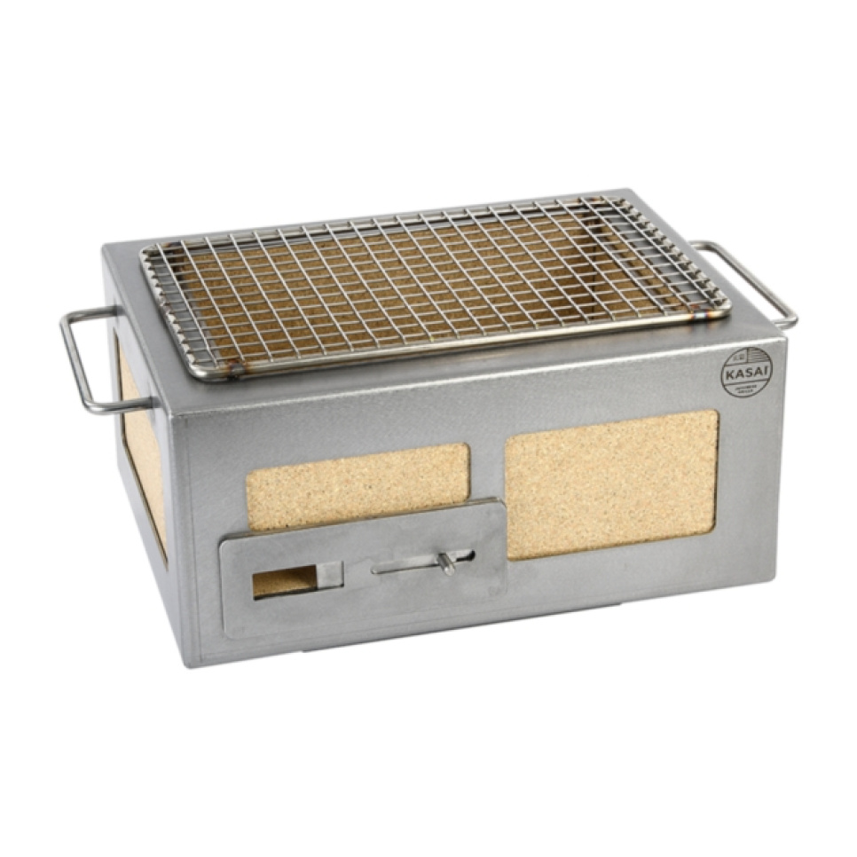 Gril de table/conro-gril avec cadre en acier inoxydable, Nano 31 x 23 cm - Kasai
