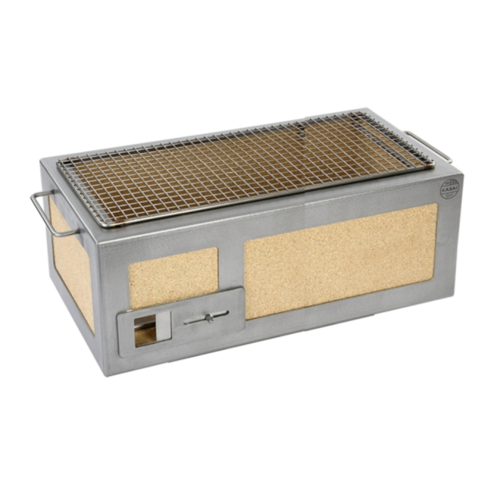 Gril de table/conro-gril avec cadre en acier inoxydable, moyennement long 54 x 26,5 cm - Kasai
