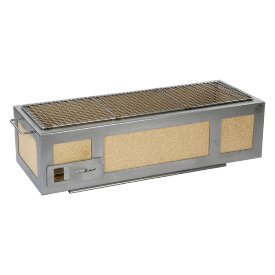 Gril de table/conro-gril avec cadre en acier inoxydable, Long 70 x 26 cm - Kasai