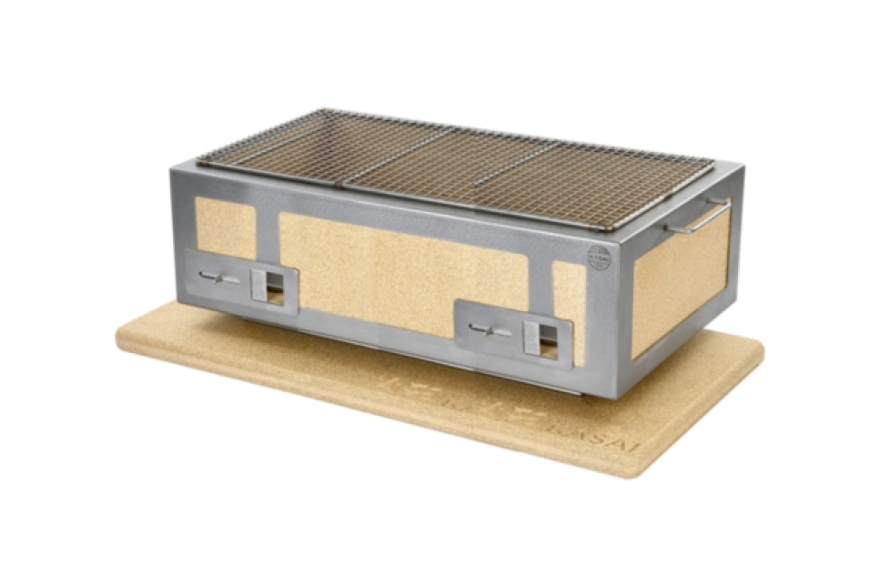 Gril de table/conro-gril avec cadre en acier inoxydable, XL 92 x 35,5 cm - Kasai